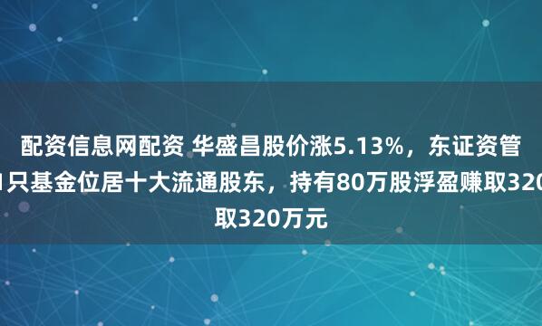 配资信息网配资 华盛昌股价涨5.13%，东证资管旗下1只基金位居十大流通股东，持有80万股浮盈赚取320万元